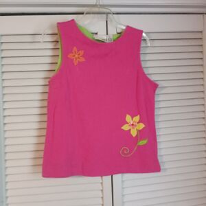 Michael Simon Vintage Womens Tank Top Size Large Pink Tank Top Floral Embroidery